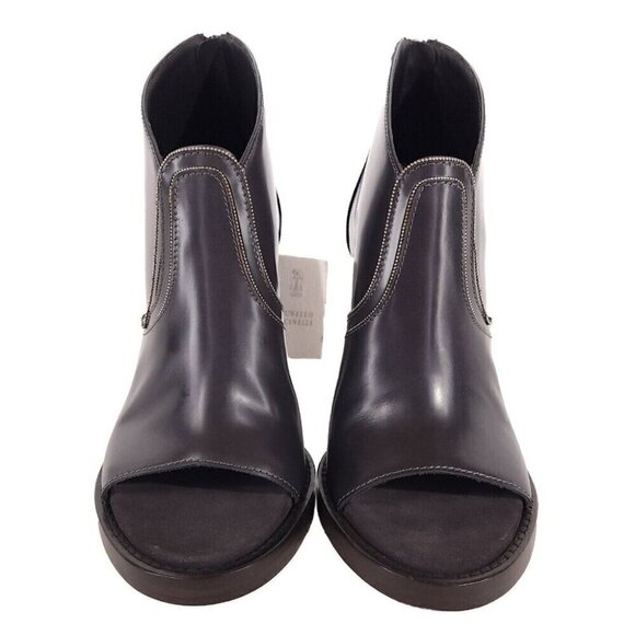 Brunello Cucinelli Open Toe Monili Ankle Bootie 37 US 7 New Defect Brown - Picture 1 of 12